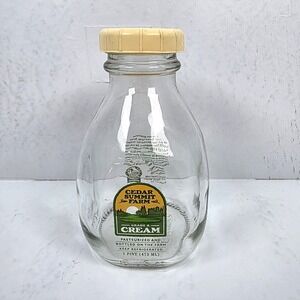 Vintage Cedar Summit Farm Dairy New Prague MN Pint Glass Milk Cream Bottle w Lid